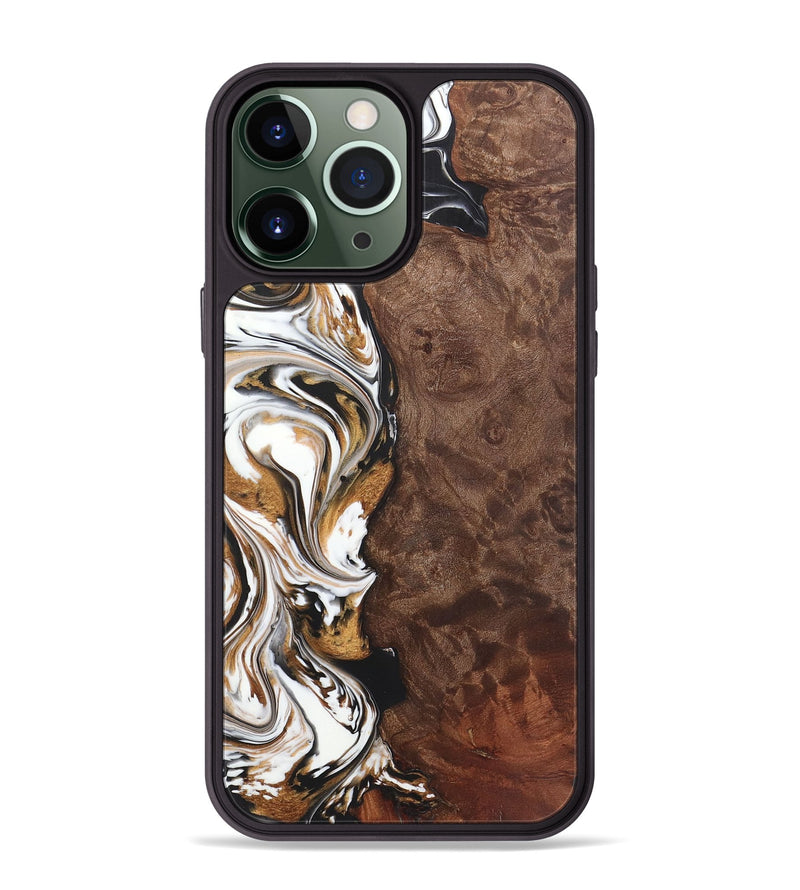 iPhone 13 Pro Max Wood+Resin Phone Case - Callie (Black & White, 722201)