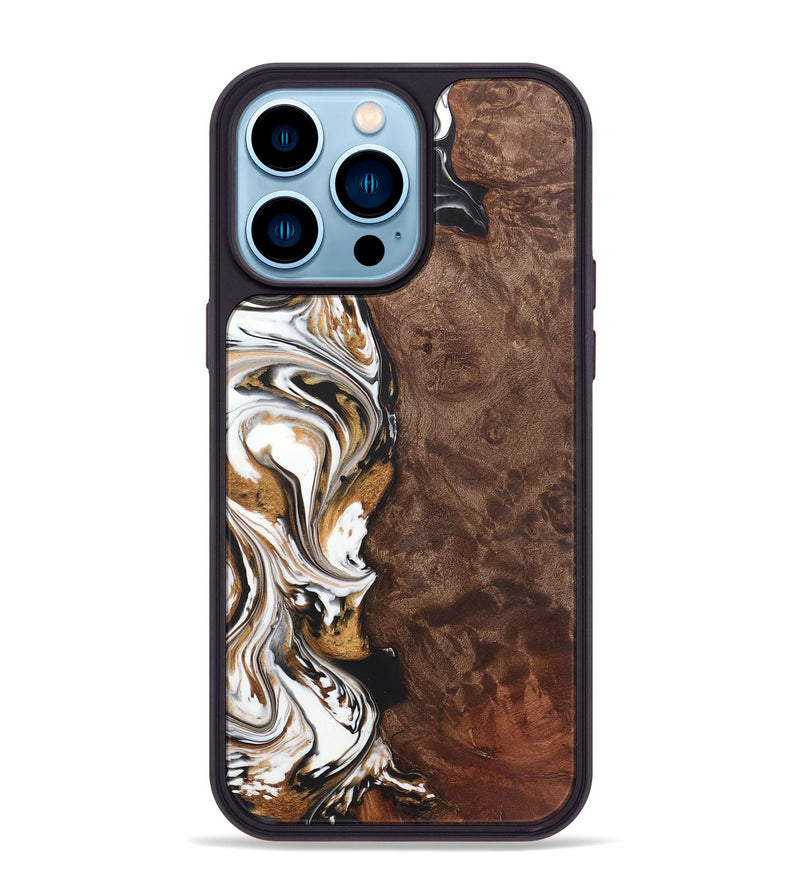 iPhone 14 Pro Max Wood+Resin Phone Case - Callie (Black & White, 722201)