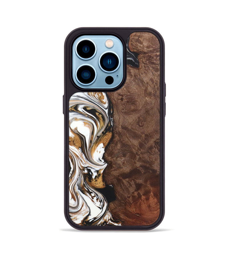 iPhone 14 Pro Wood+Resin Phone Case - Callie (Black & White, 722201)