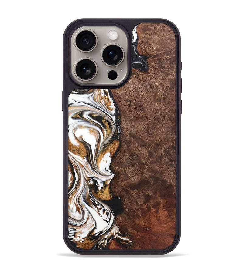 iPhone 15 Pro Max Wood+Resin Phone Case - Callie (Black & White, 722201)