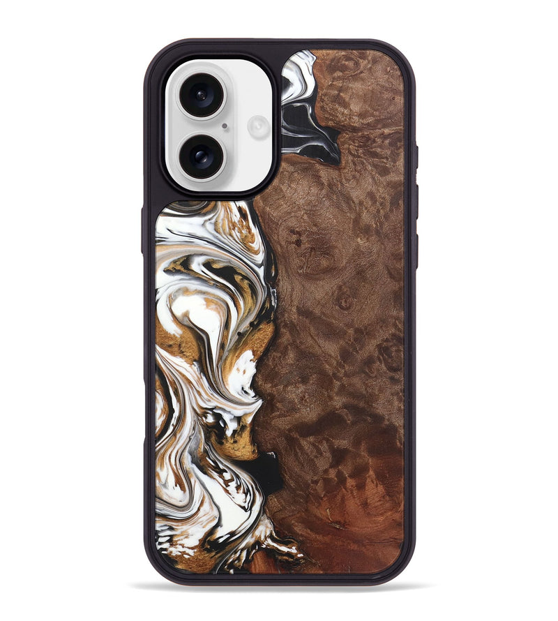 iPhone 16 Plus Wood+Resin Phone Case - Callie (Black & White, 722201)