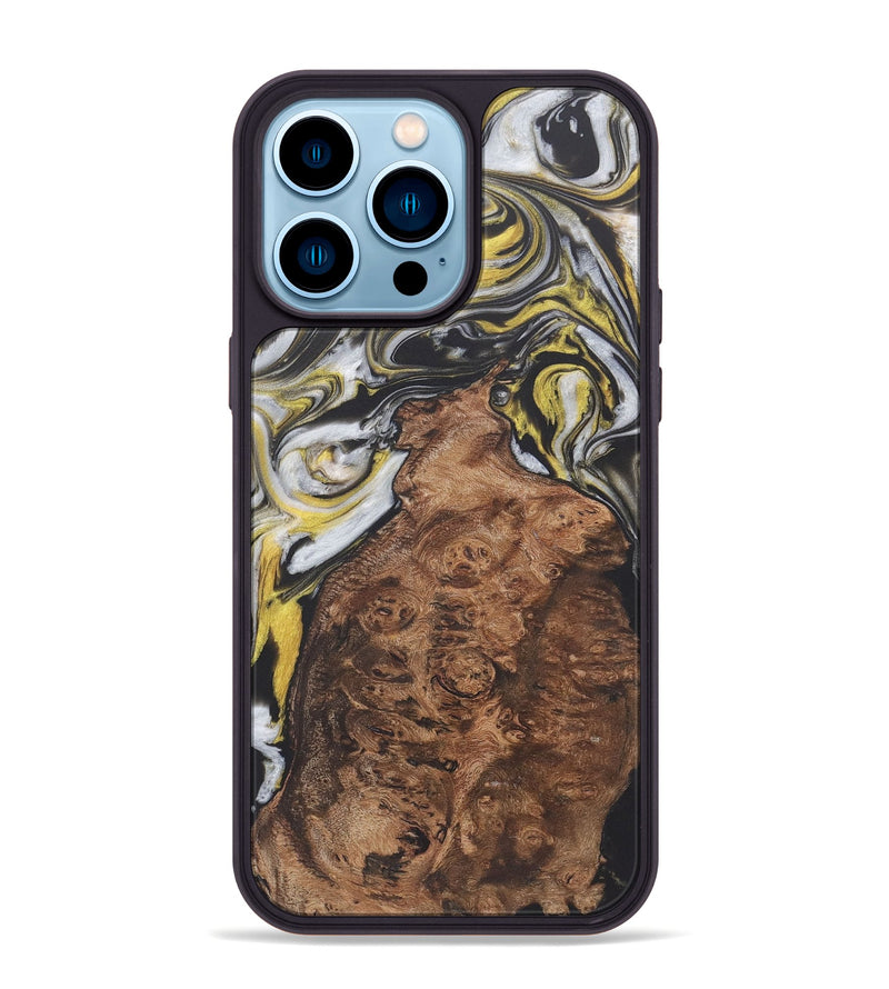 iPhone 14 Pro Max Wood+Resin Phone Case - Gia (Black & White, 722202)