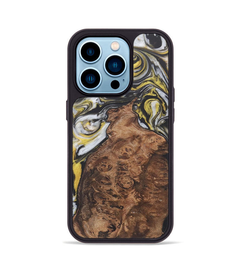 iPhone 14 Pro Wood+Resin Phone Case - Gia (Black & White, 722202)