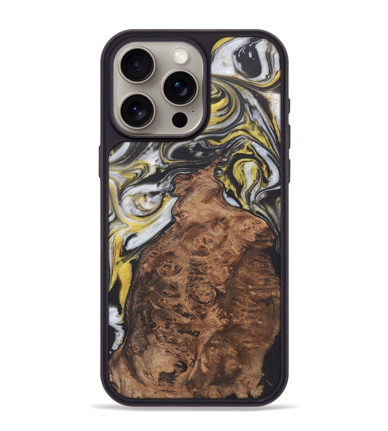 iPhone 15 Pro Max Wood+Resin Phone Case - Gia (Black & White, 722202)