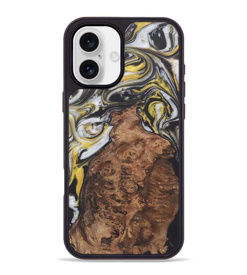 iPhone 16 Plus Wood+Resin Phone Case - Gia (Black & White, 722202)