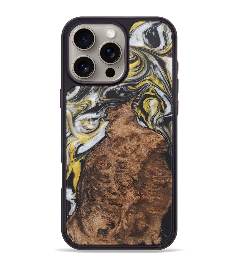 iPhone 16 Pro Max Wood+Resin Phone Case - Gia (Black & White, 722202)