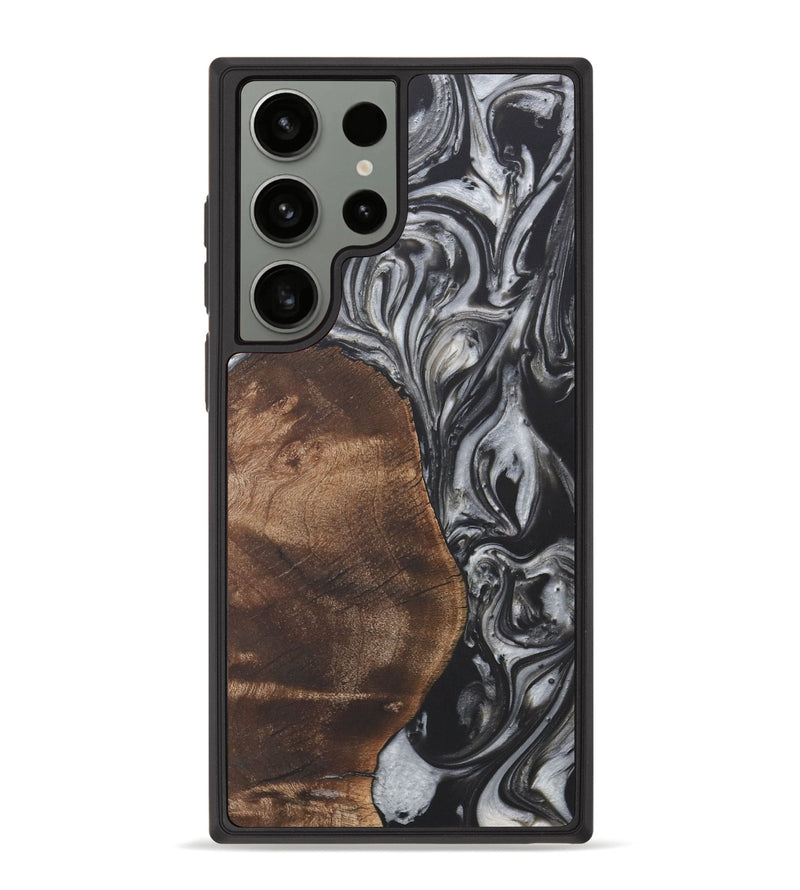 Galaxy S23 Ultra Wood+Resin Phone Case - Dina (Black & White, 722203)