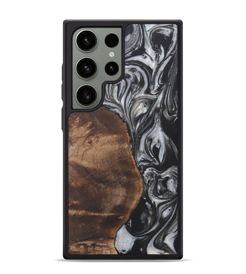 Galaxy S24 Ultra Wood+Resin Phone Case - Dina (Black & White, 722203)