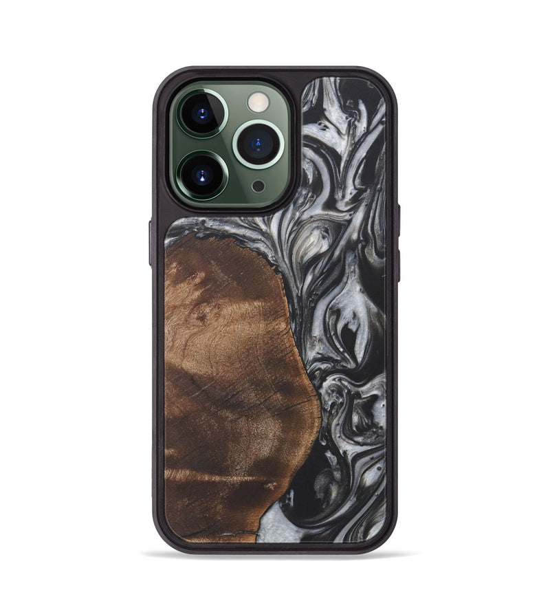 iPhone 13 Pro Wood+Resin Phone Case - Dina (Black & White, 722203)