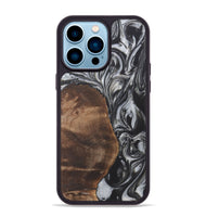 iPhone 14 Pro Max Wood+Resin Phone Case - Dina (Black & White, 722203)