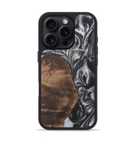 iPhone 16 Pro Wood+Resin Phone Case - Dina (Black & White, 722203)