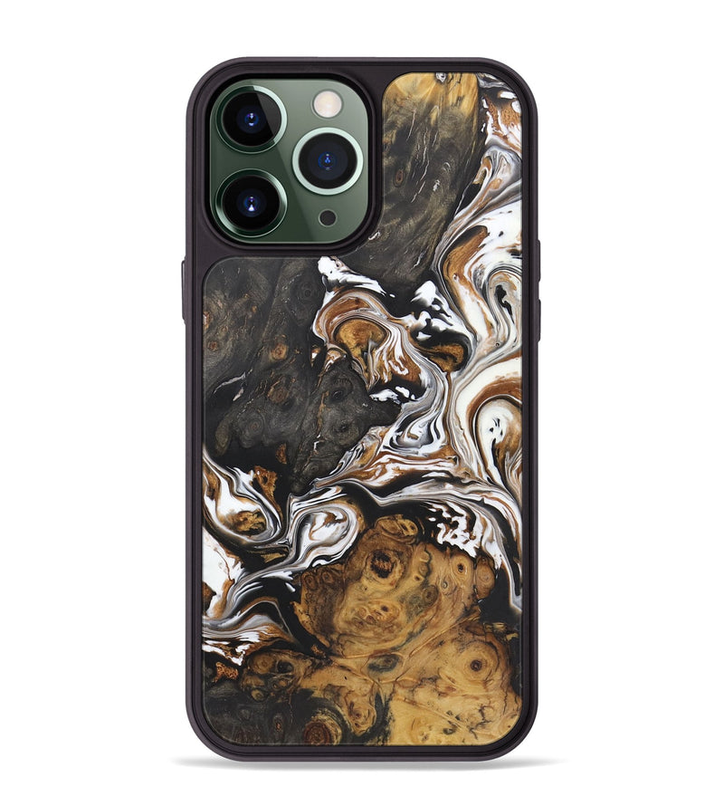 iPhone 13 Pro Max Wood+Resin Phone Case - Jonas (Black & White, 722204)