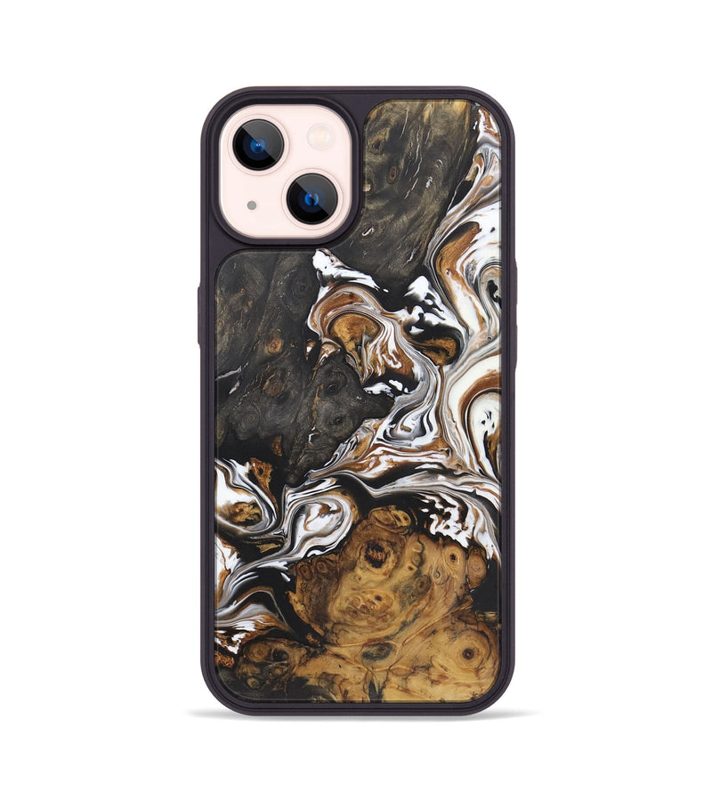 iPhone 14 Wood+Resin Phone Case - Jonas (Black & White, 722204)