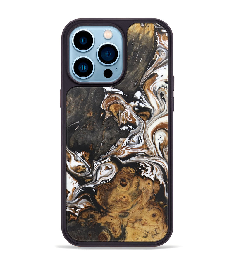 iPhone 14 Pro Max Wood+Resin Phone Case - Jonas (Black & White, 722204)