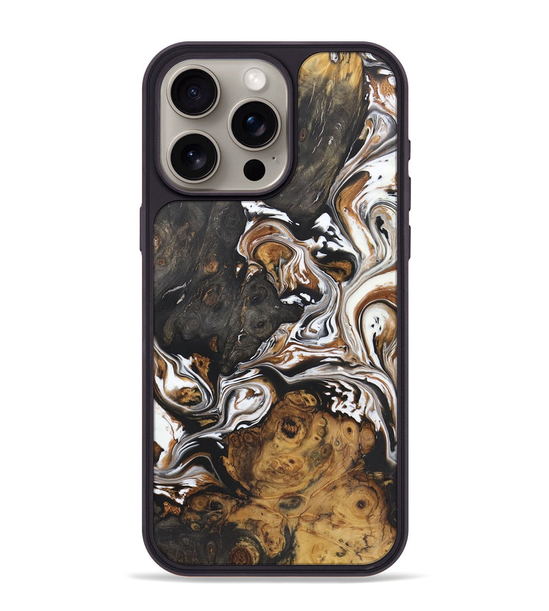 iPhone 15 Pro Max Wood+Resin Phone Case - Jonas (Black & White, 722204)