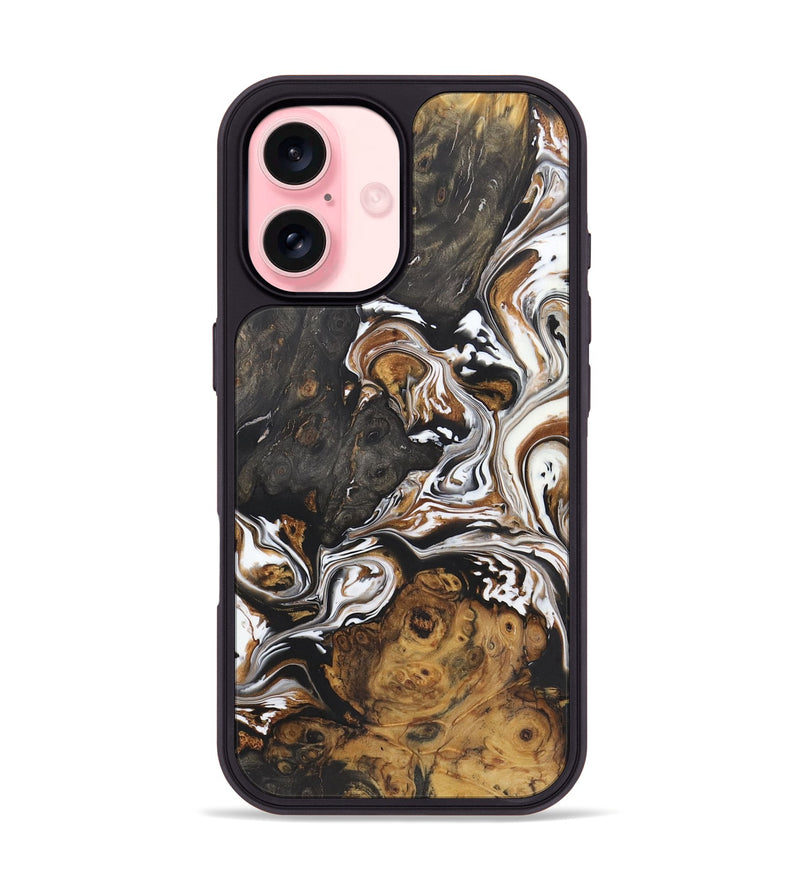 iPhone 16 Wood+Resin Phone Case - Jonas (Black & White, 722204)