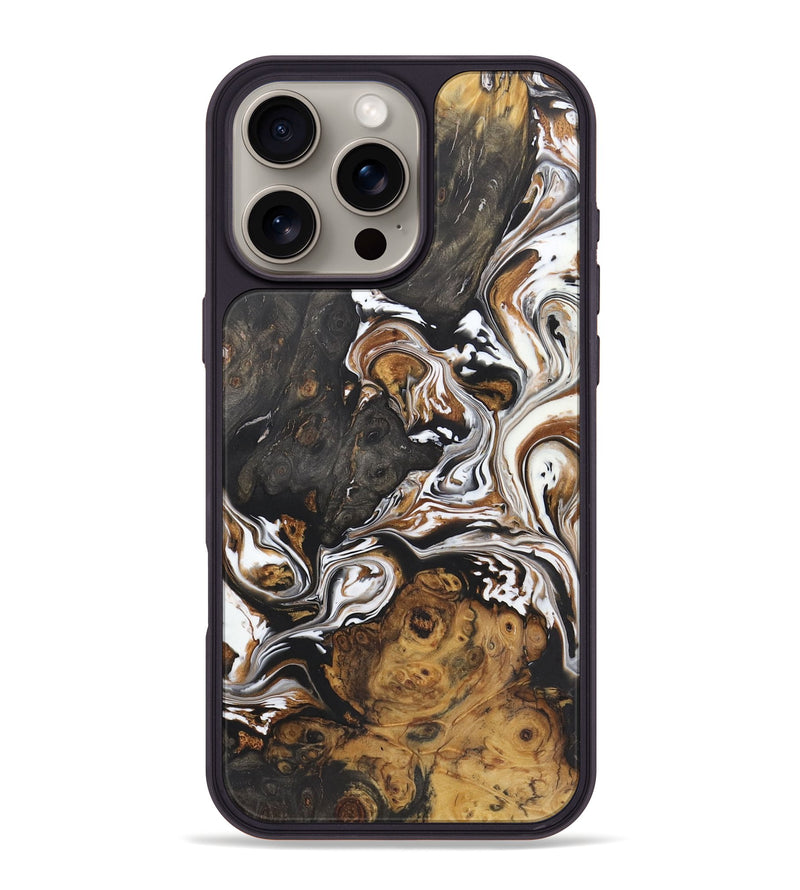 iPhone 16 Pro Max Wood+Resin Phone Case - Jonas (Black & White, 722204)