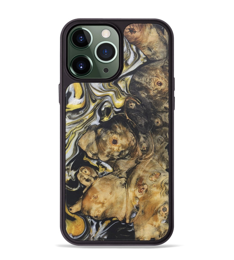 iPhone 13 Pro Max Wood+Resin Phone Case - Zachary (Black & White, 722206)