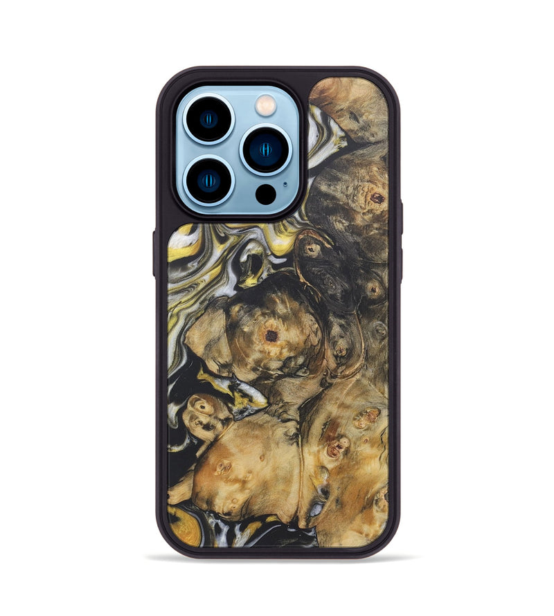 iPhone 14 Pro Wood+Resin Phone Case - Zachary (Black & White, 722206)