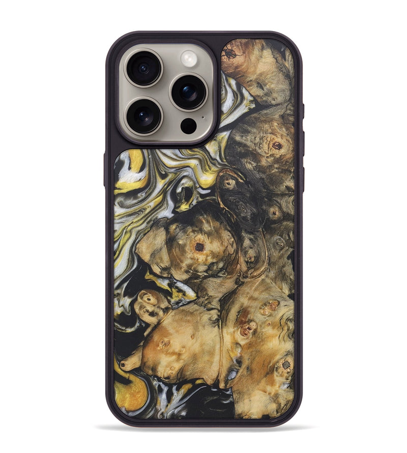 iPhone 15 Pro Max Wood+Resin Phone Case - Zachary (Black & White, 722206)