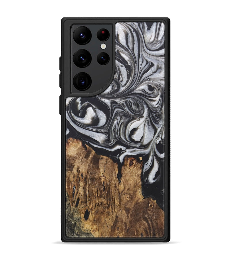 Galaxy S22 Ultra Wood+Resin Phone Case - Allyson (Black & White, 722207)