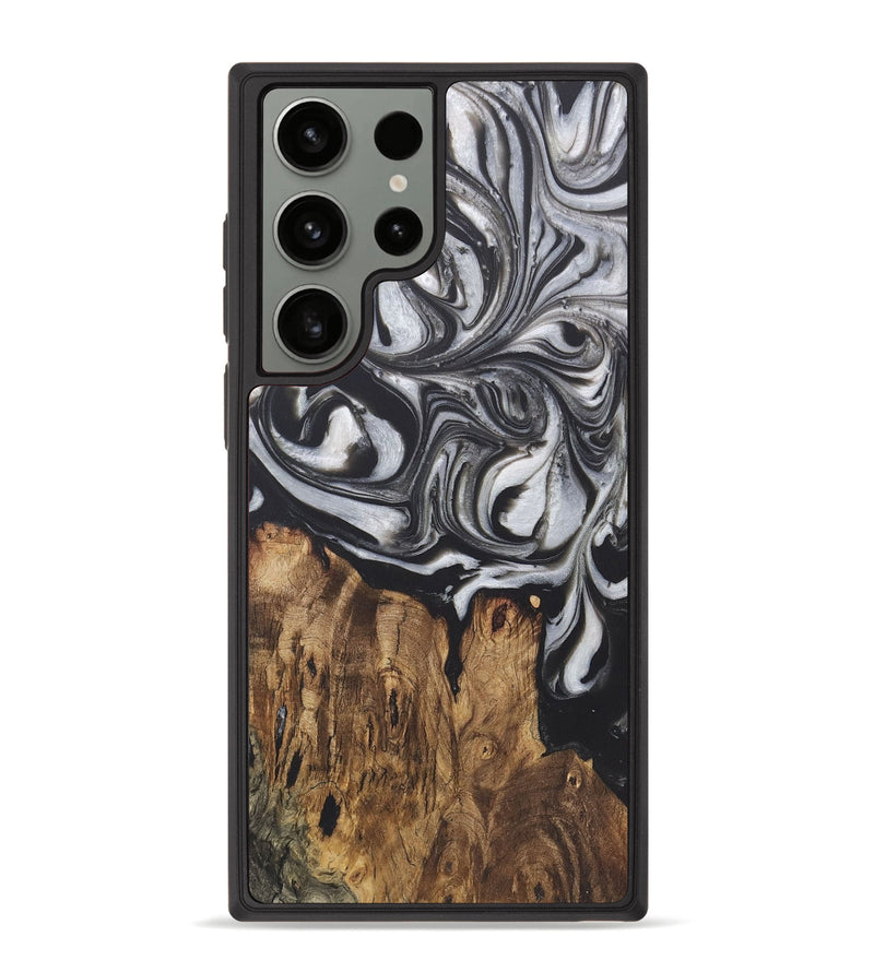 Galaxy S23 Ultra Wood+Resin Phone Case - Allyson (Black & White, 722207)