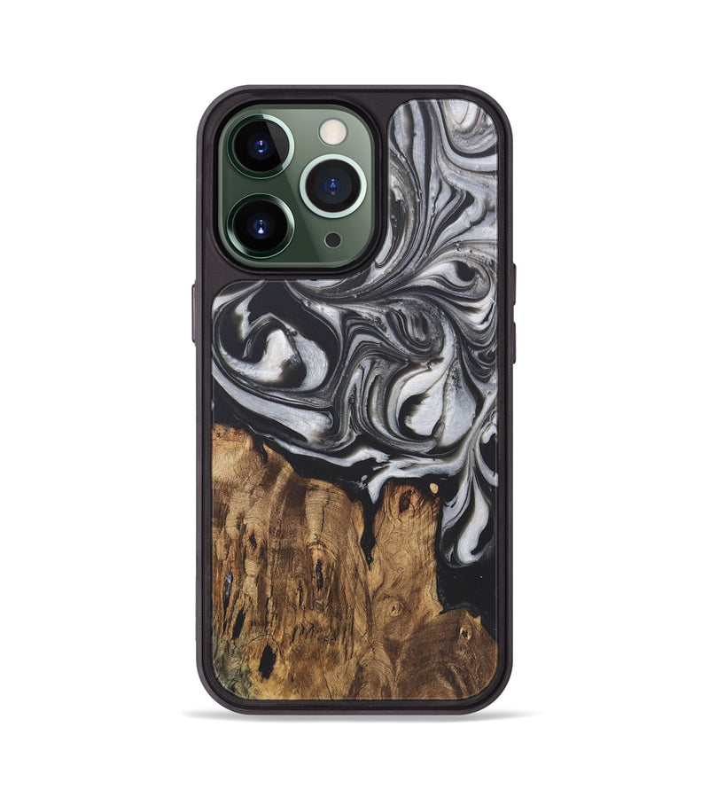 iPhone 13 Pro Wood+Resin Phone Case - Allyson (Black & White, 722207)