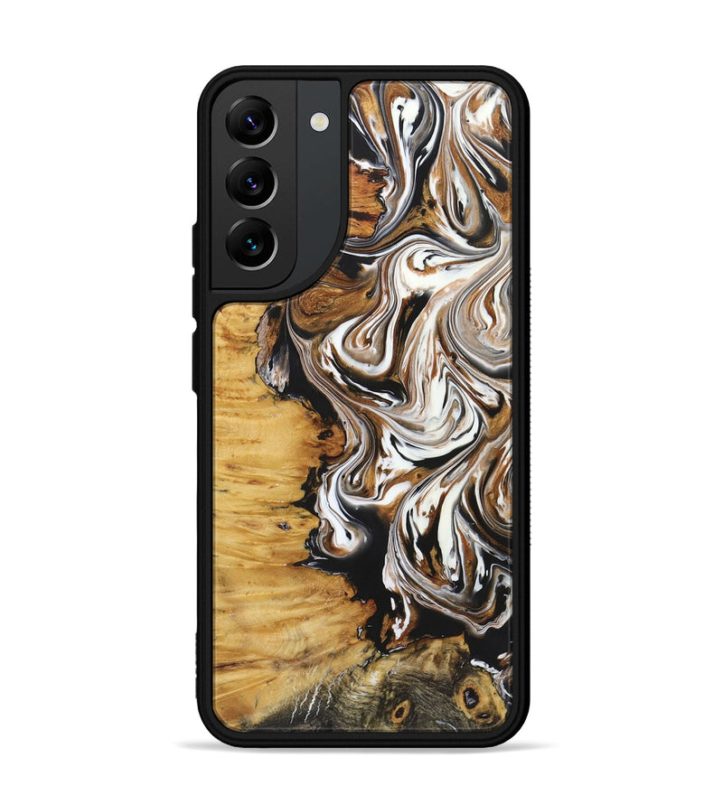 Galaxy S22 Plus Wood+Resin Phone Case - Linda (Black & White, 722208)