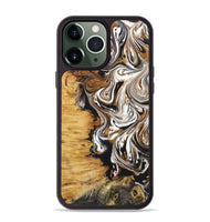 iPhone 13 Pro Max Wood+Resin Phone Case - Linda (Black & White, 722208)