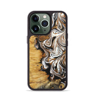 iPhone 13 Pro Wood+Resin Phone Case - Linda (Black & White, 722208)