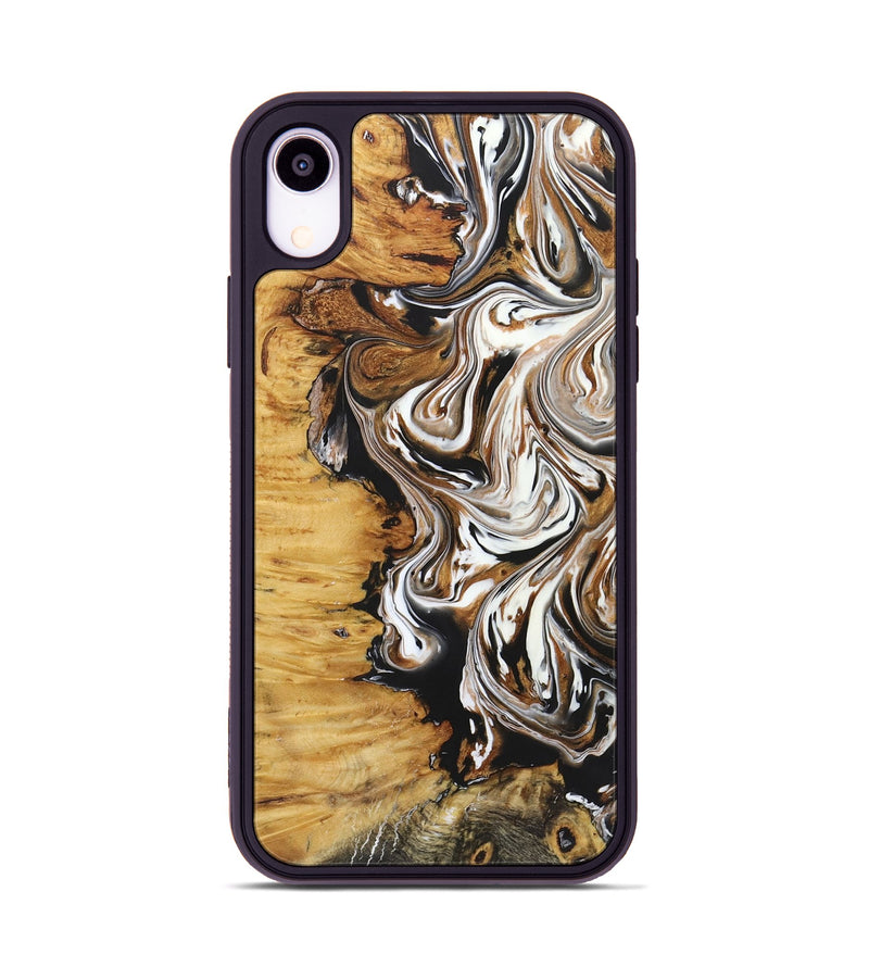 iPhone Xr Wood+Resin Phone Case - Linda (Black & White, 722208)