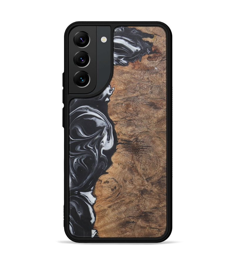 Galaxy S22 Plus Wood+Resin Phone Case - Phyllis (Black & White, 722209)