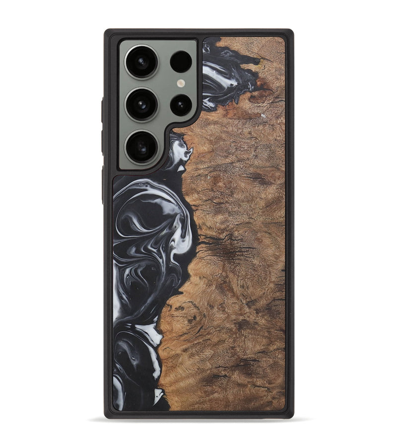 Galaxy S23 Ultra Wood+Resin Phone Case - Phyllis (Black & White, 722209)