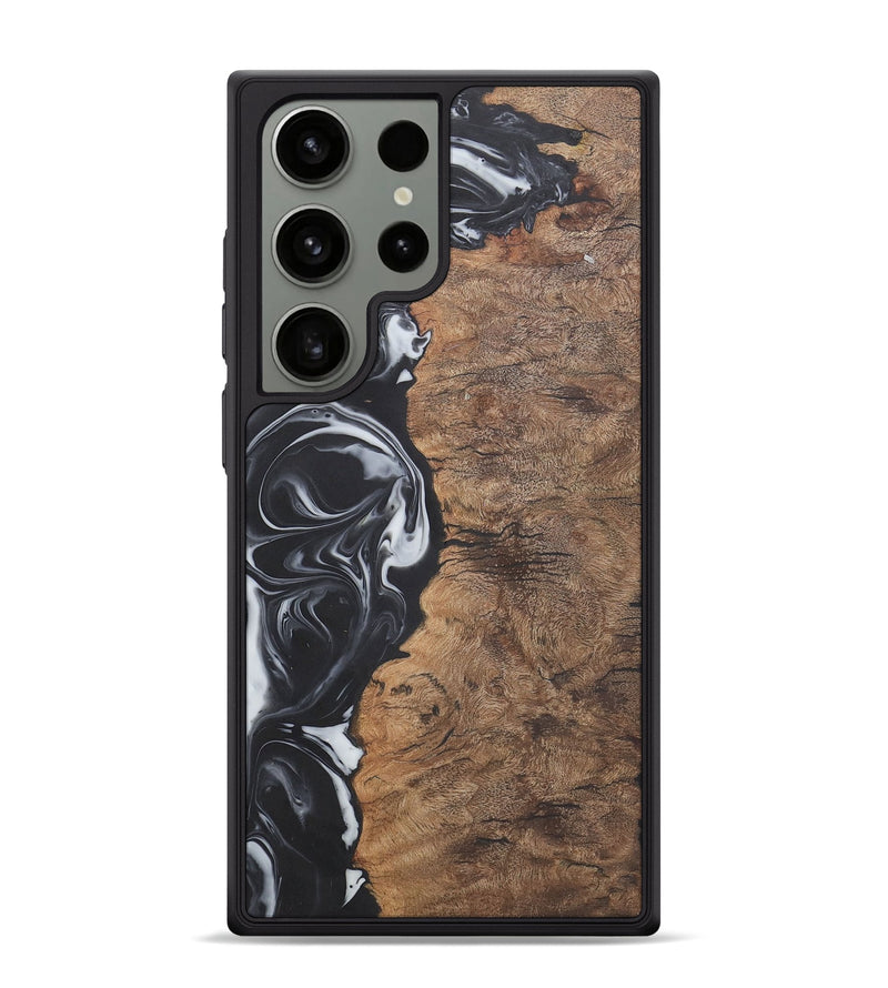 Galaxy S24 Ultra Wood+Resin Phone Case - Phyllis (Black & White, 722209)