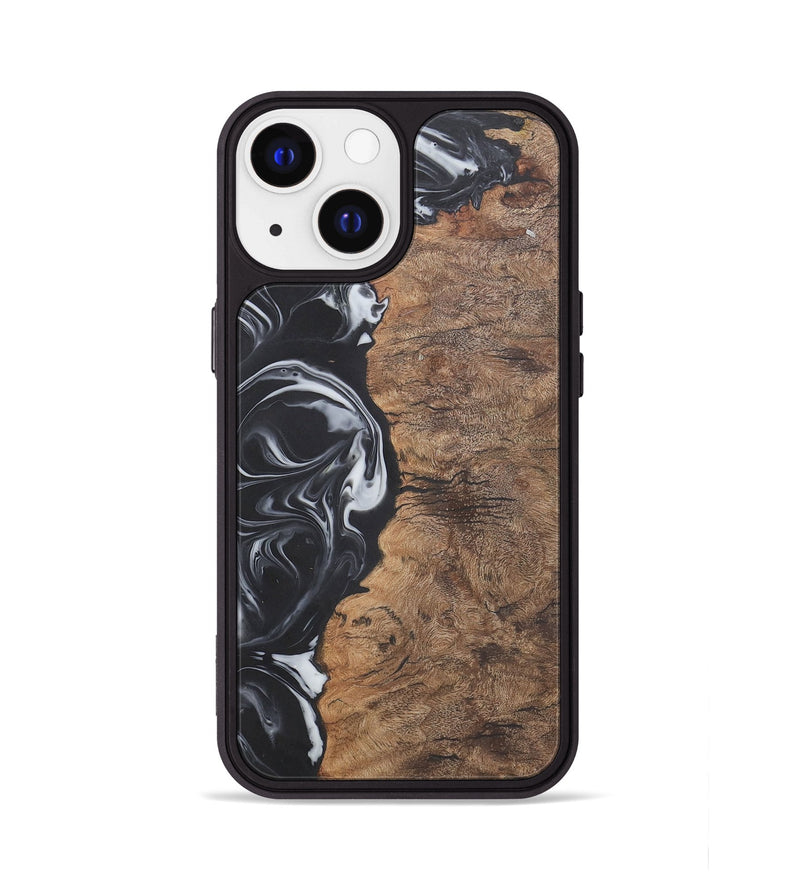 iPhone 13 Wood+Resin Phone Case - Phyllis (Black & White, 722209)