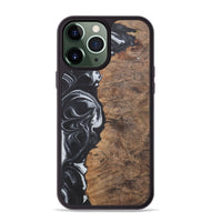 iPhone 13 Pro Max Wood+Resin Phone Case - Phyllis (Black & White, 722209)