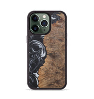 iPhone 13 Pro Wood+Resin Phone Case - Phyllis (Black & White, 722209)