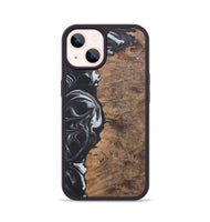 iPhone 14 Wood+Resin Phone Case - Phyllis (Black & White, 722209)