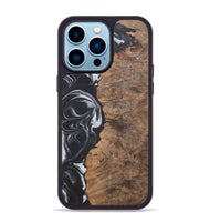 iPhone 14 Pro Max Wood+Resin Phone Case - Phyllis (Black & White, 722209)