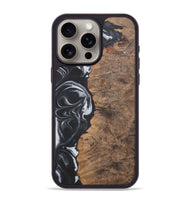 iPhone 15 Pro Max Wood+Resin Phone Case - Phyllis (Black & White, 722209)