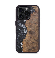 iPhone 16 Pro Wood+Resin Phone Case - Phyllis (Black & White, 722209)