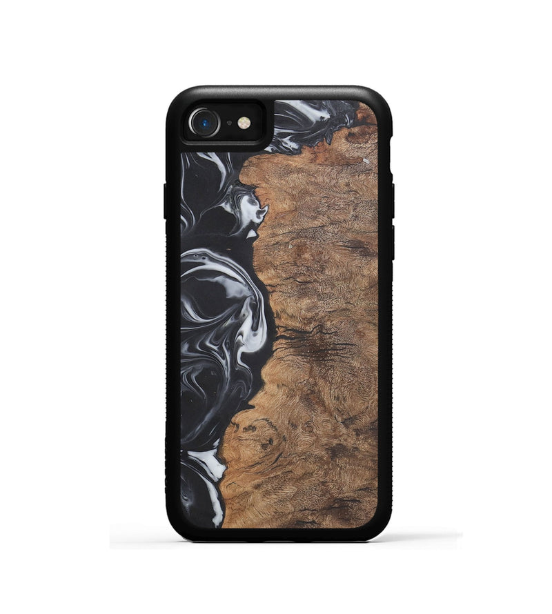 iPhone SE Wood+Resin Phone Case - Phyllis (Black & White, 722209)