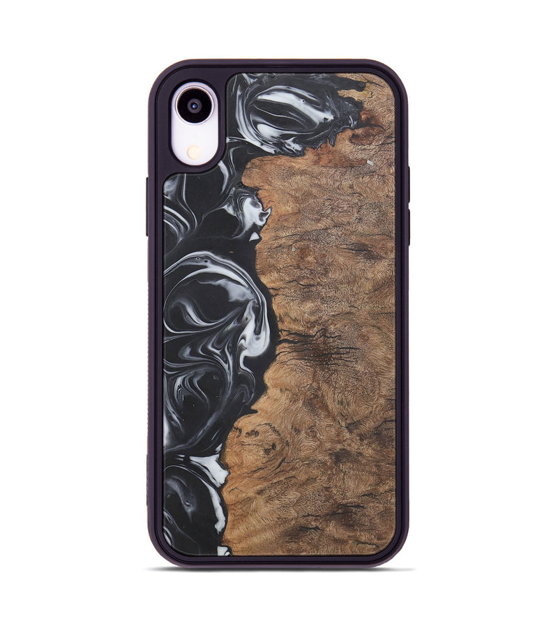 iPhone Xr Wood+Resin Phone Case - Phyllis (Black & White, 722209)