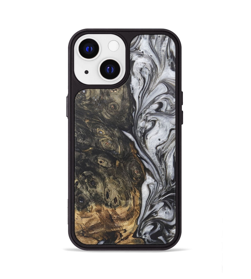 iPhone 13 Wood+Resin Phone Case - Yasmin (Black & White, 722210)