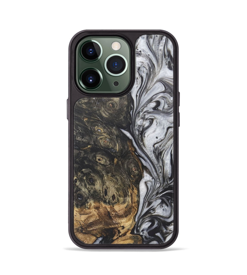 iPhone 13 Pro Wood+Resin Phone Case - Yasmin (Black & White, 722210)