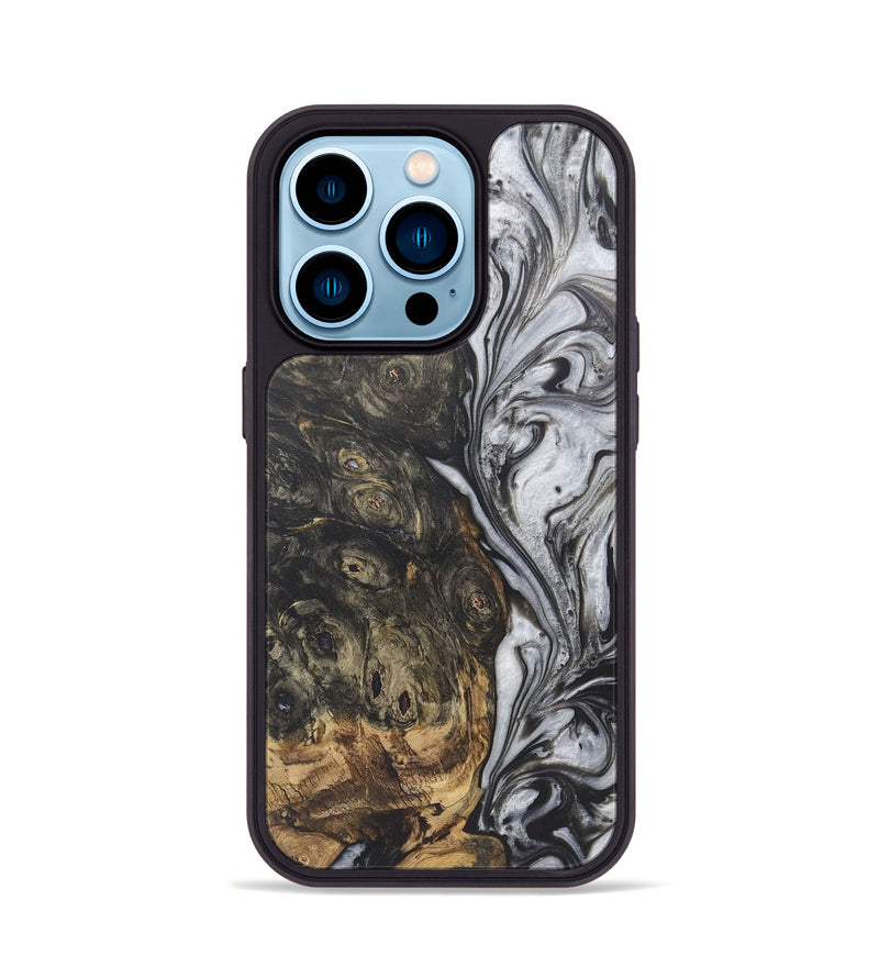 iPhone 14 Pro Wood+Resin Phone Case - Yasmin (Black & White, 722210)