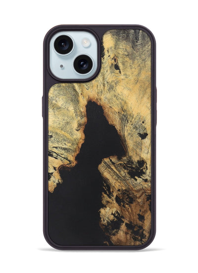 iPhone 15 Wood+Resin Phone Case - Omar (Pure Black, 722211)