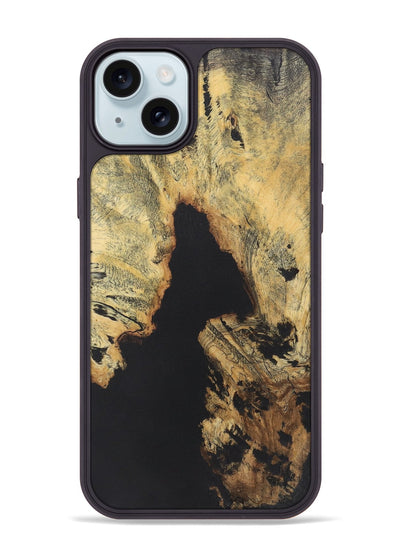 iPhone 15 Plus Wood+Resin Phone Case - Omar (Pure Black, 722211)