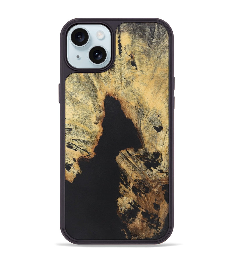 iPhone 15 Plus Wood+Resin Phone Case - Omar (Pure Black, 722211)