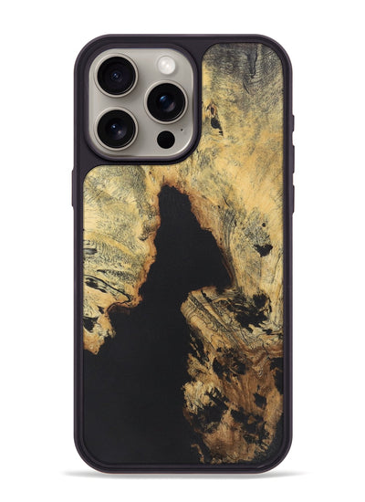 iPhone 15 Pro Max Wood+Resin Phone Case - Omar (Pure Black, 722211)